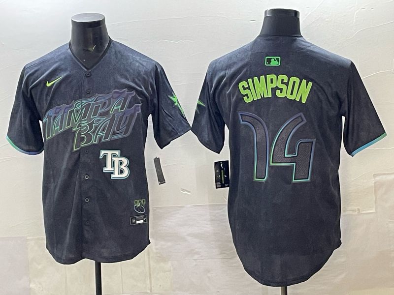 Men 2025 Tampa Bay Rays #14 Simpson Black City Edition Nike MLB Jersey 05